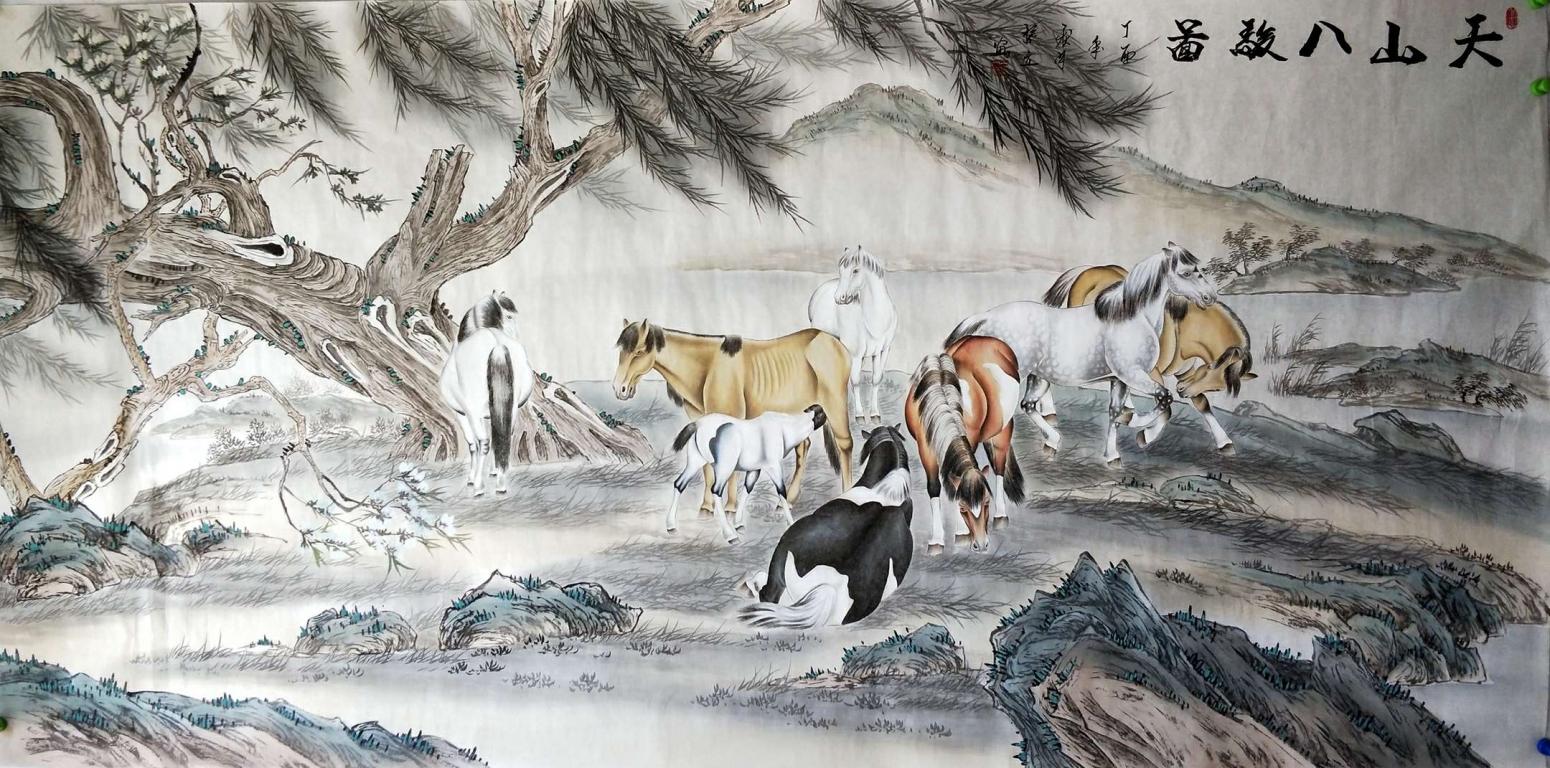 王振立国画作品《已售可定制天山八骏图》【图0】