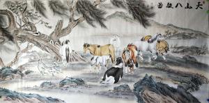 艺术品图片：艺术家王振立国画作品名称《已售可定制天山八骏图》价格4000.00 元