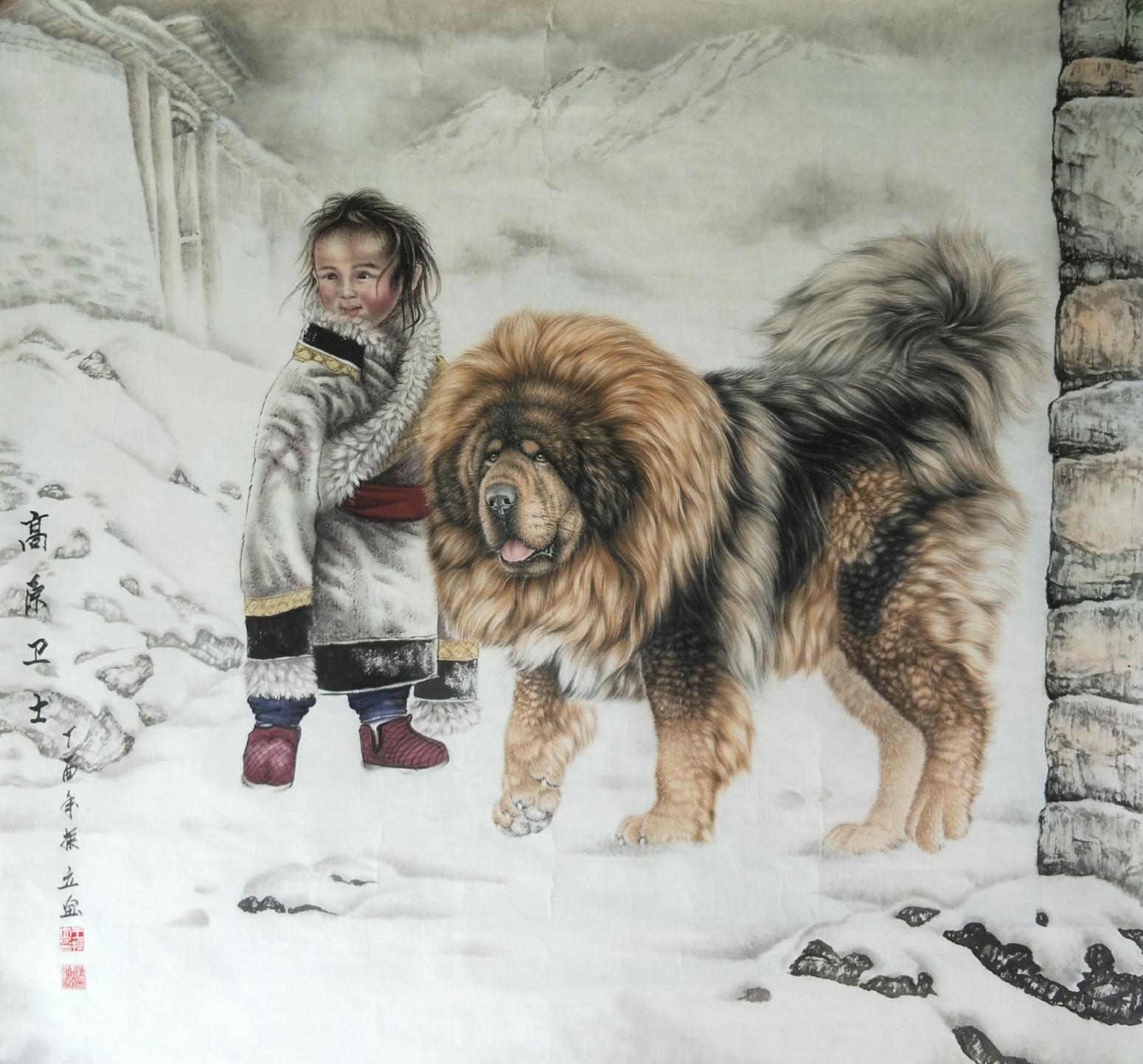 王振立国画作品《高原卫士》