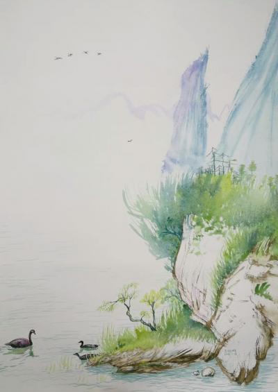 王征明日记-如果按照国画分类：水意画有花鸟、山水；如果按照西画分类：水意画有风景、花卉。【图7】