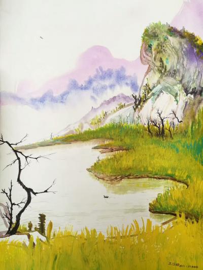 王征明日记-如果按照国画分类：水意画有花鸟、山水；如果按照西画分类：水意画有风景、花卉。【图9】