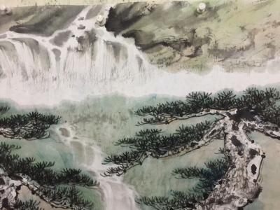 刘传军日记-203号作品今日第一遍设色，未干。第一幅整体图，后为局部图。装好后高1.1米长3【图3】