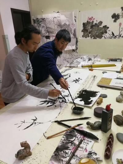 安士胜日记-半夜了，仍然在得瑟，这就是周末带来的好心情，与成敏兄、建新兄微醺挥毫，乘兴而为，【图5】