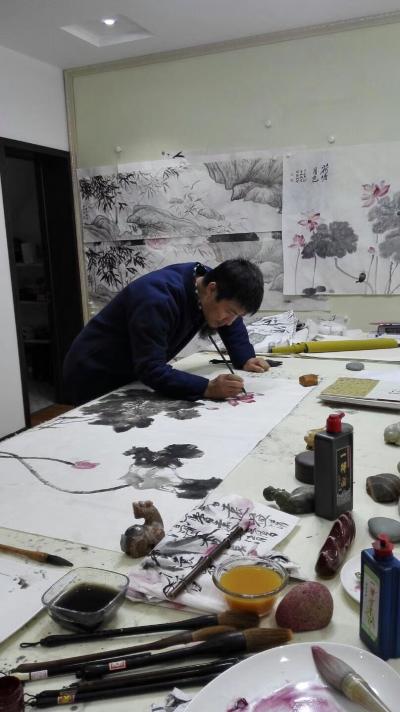 安士胜日记-半夜了，仍然在得瑟，这就是周末带来的好心情，与成敏兄、建新兄微醺挥毫，乘兴而为，【图7】