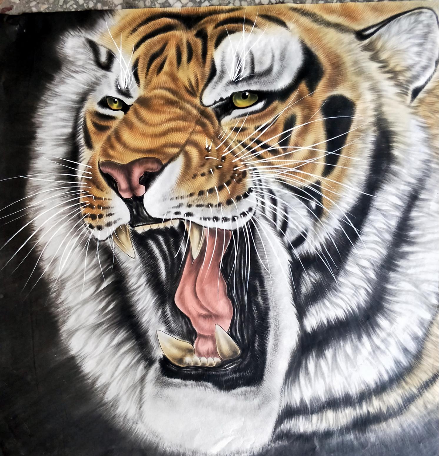 王振立国画作品《【王振立.虎啸】》