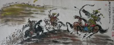 王东帝日记-金戈铁马系列——黄沙百战穿金甲（小六尺180*70）。
秦淮八艳舞乐图（小六尺【图1】