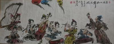 王东帝日记-金戈铁马系列——黄沙百战穿金甲（小六尺180*70）。
秦淮八艳舞乐图（小六尺【图2】