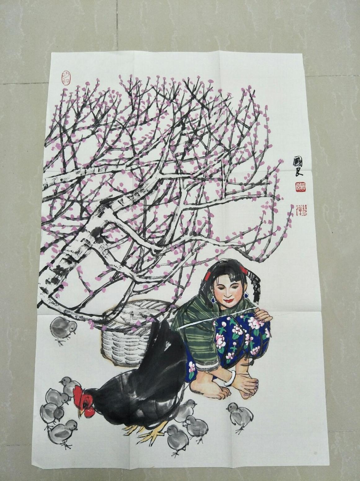 15815454429书法作品《喂鸡图》【图0】