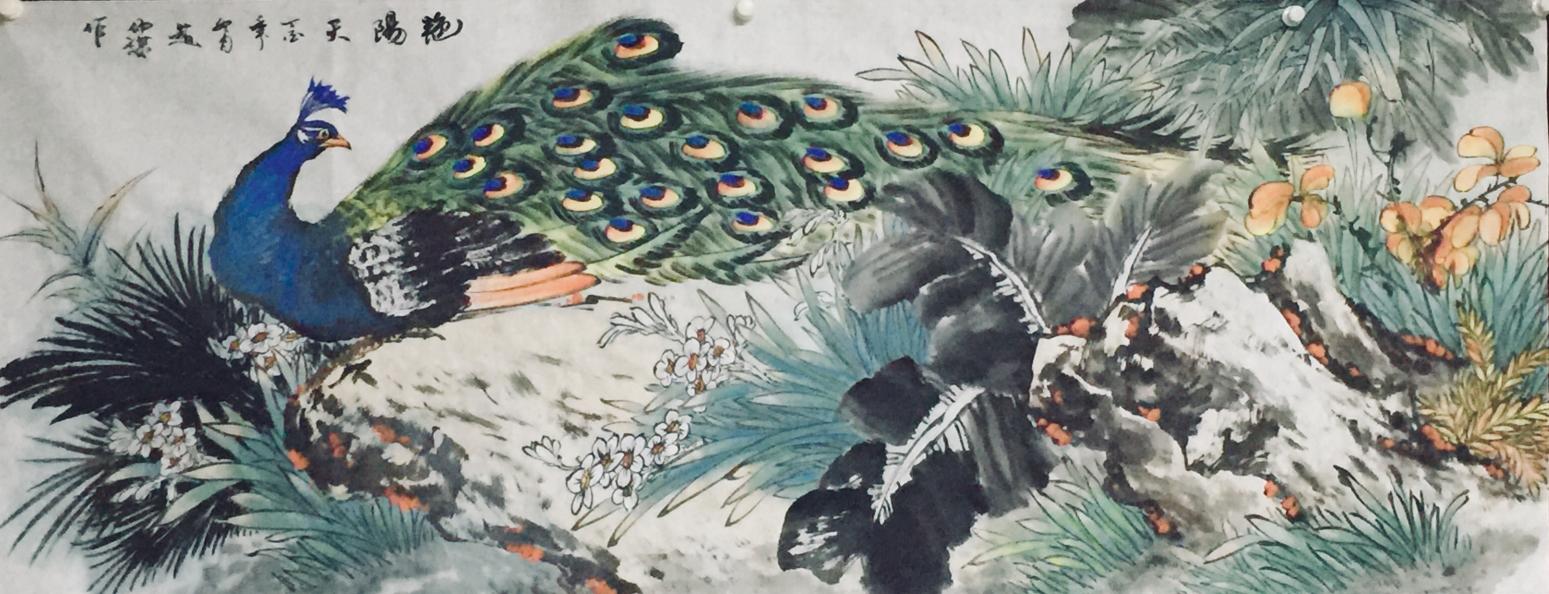 赵仲谋国画作品《孔雀，黄山，》【图3】