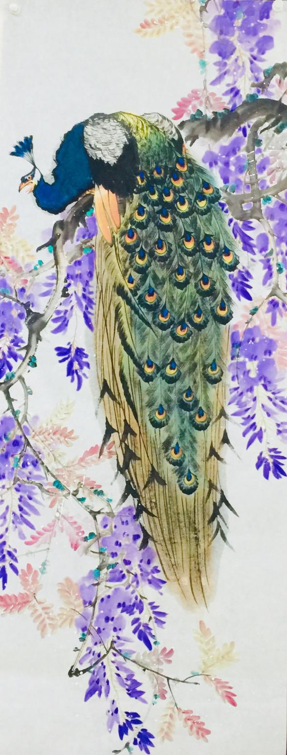 赵仲谋国画作品《鸣春》