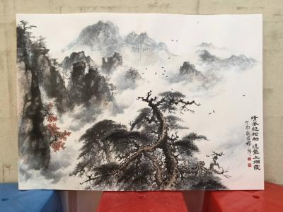 罗树辉日记-继续册页小品《清风挻松柏，逸气上烟霞》【图1】