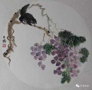 艺术品图片：艺术家李玉凤国画作品名称《葡萄-秋趣》议价