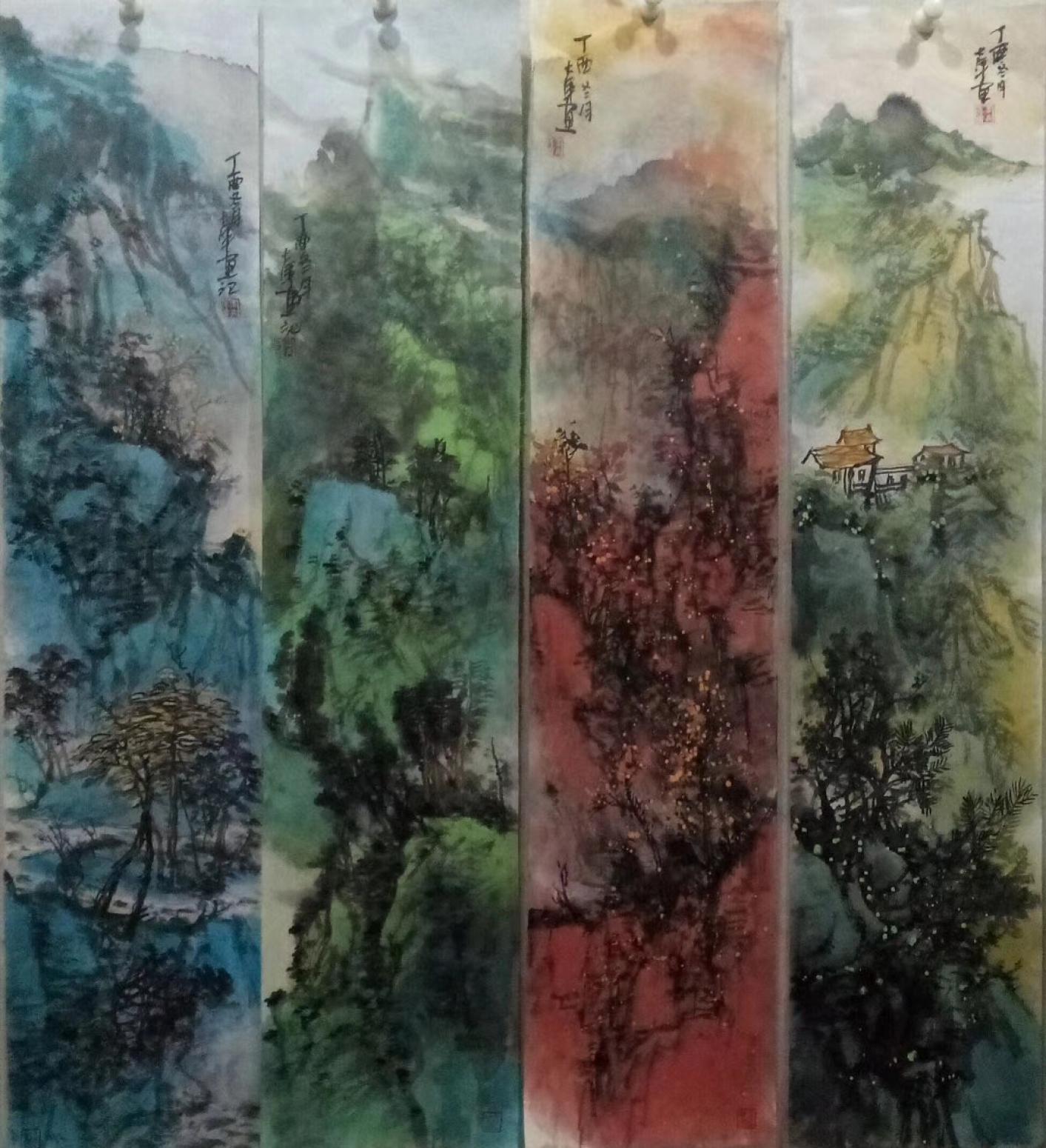 13837324046国画作品《秋水天一色》【图3】