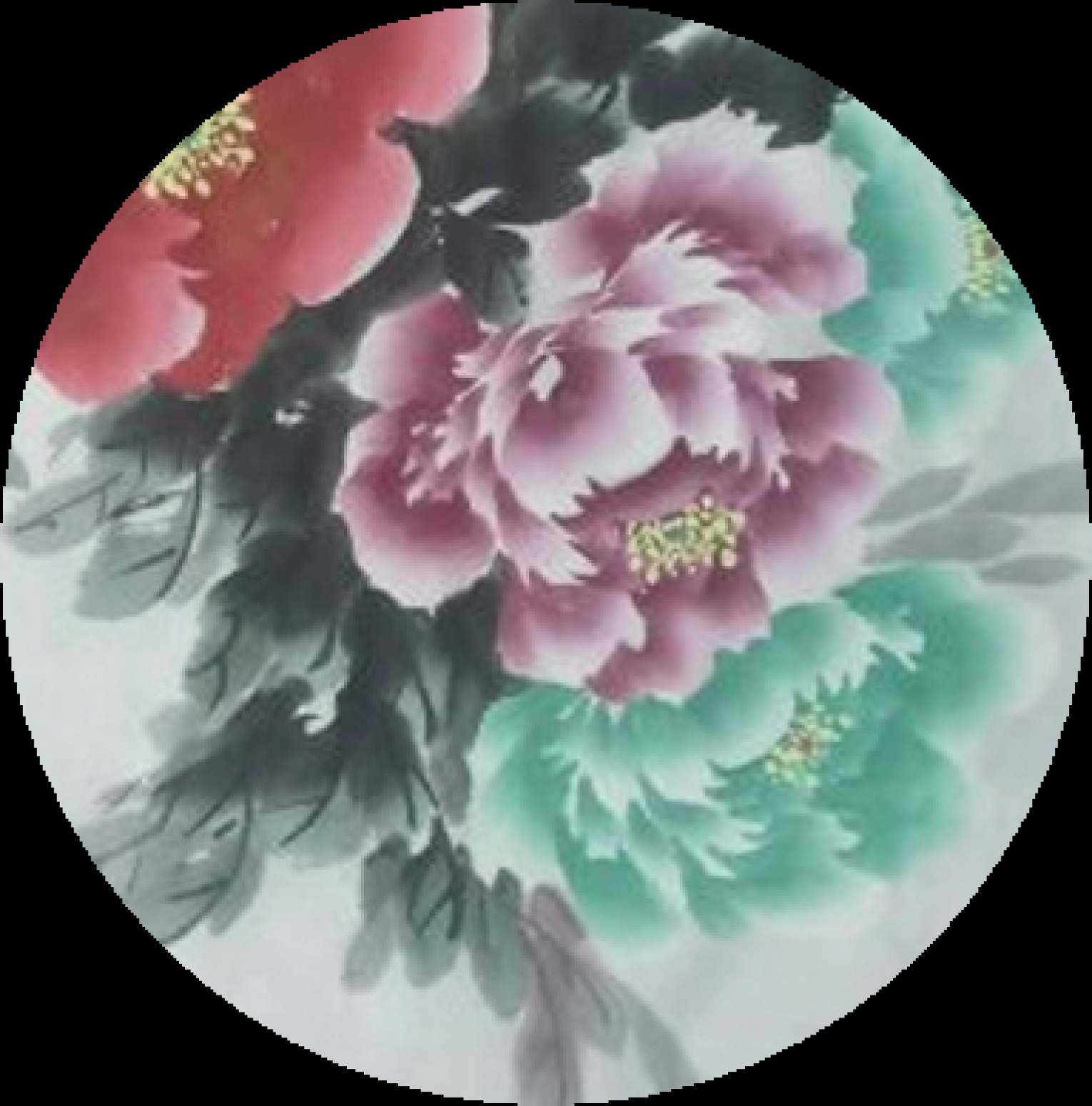 韩仁国画作品《花开富贵》【图1】