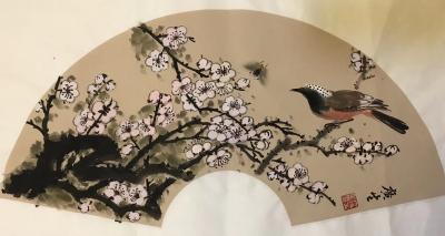 石广生日记-最近迷上画扇面，因为工作忙没时间画大画。短短的一点时间就可以完成一幅扇面作品。另【图2】