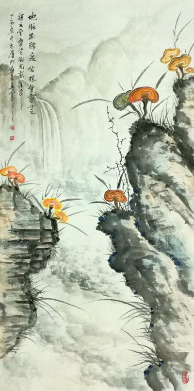 苏进春日记-海南护元堂国画灵芝图【图2】