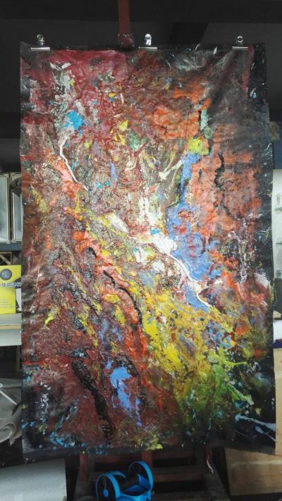 戴建华日记-《毕摩的咒语2》布面综合材料……亲们，周一愉快！【图1】