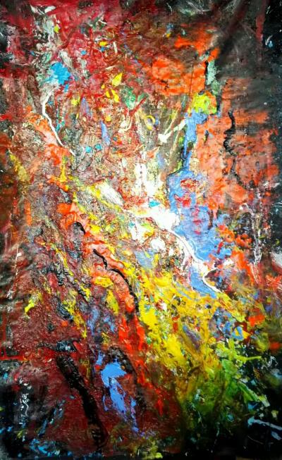 戴建华日记-《毕摩的咒语2》布面综合材料……亲们，周一愉快！【图4】