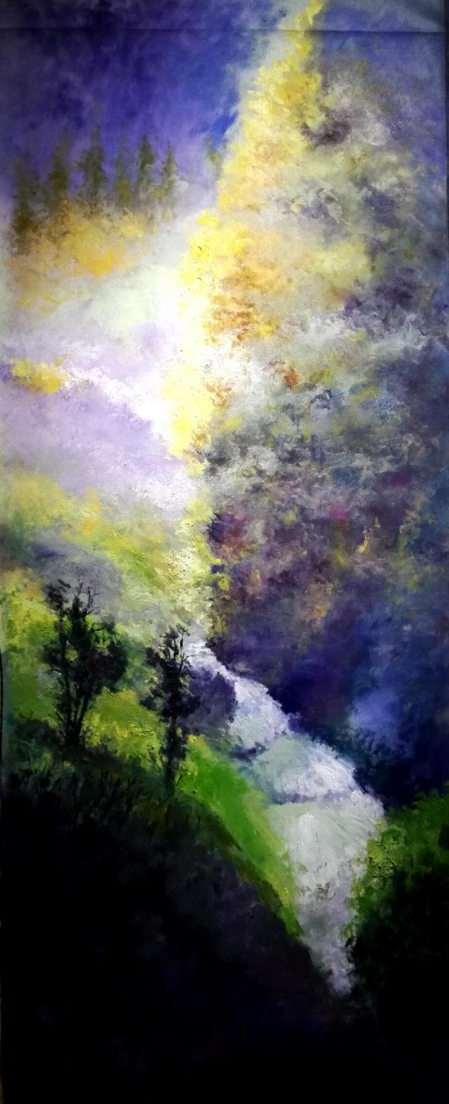 戴建华油画作品《山谷晨曦》