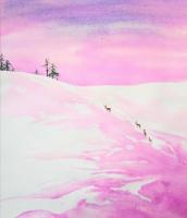 艺术家王征明日记:王征明水意画，霞光系列作品【图0】