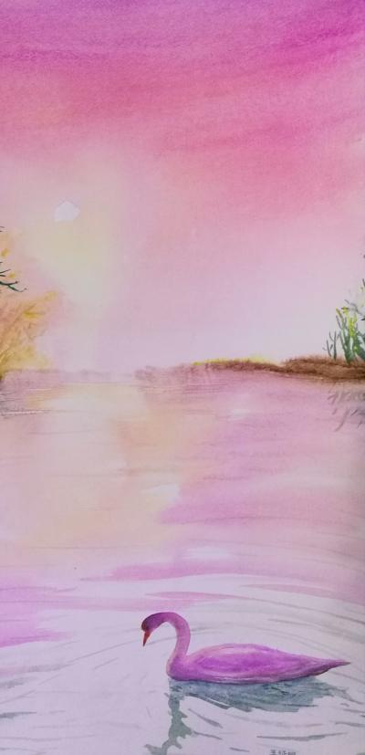 王征明日记-王征明水意画，霞光系列作品【图3】