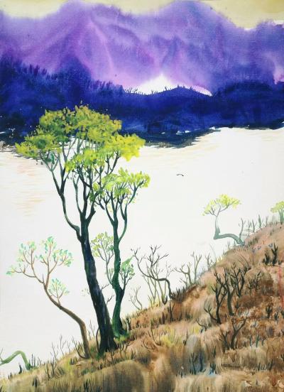 王征明日记-王征明水意画，霞光系列作品【图2】