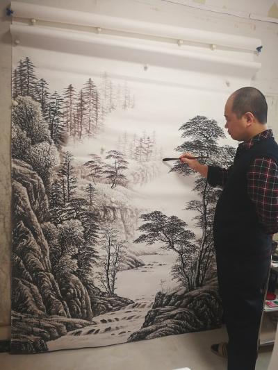 宁建华日记-彩墨山水大丈二高365宽145刚完成请老师们欣赏指导一下【图3】