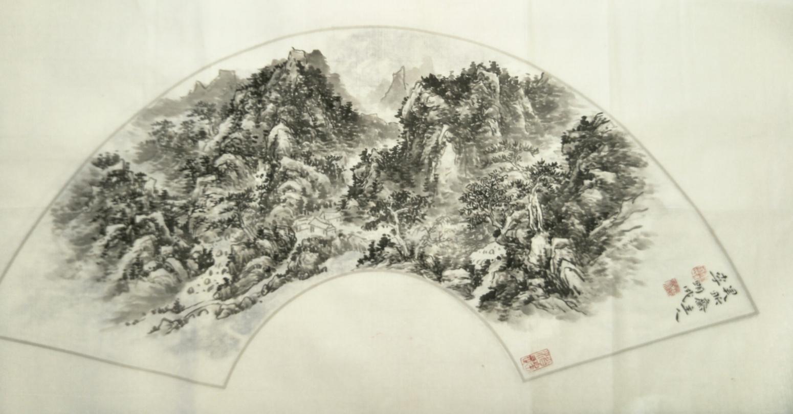 李明成国画作品《山水》