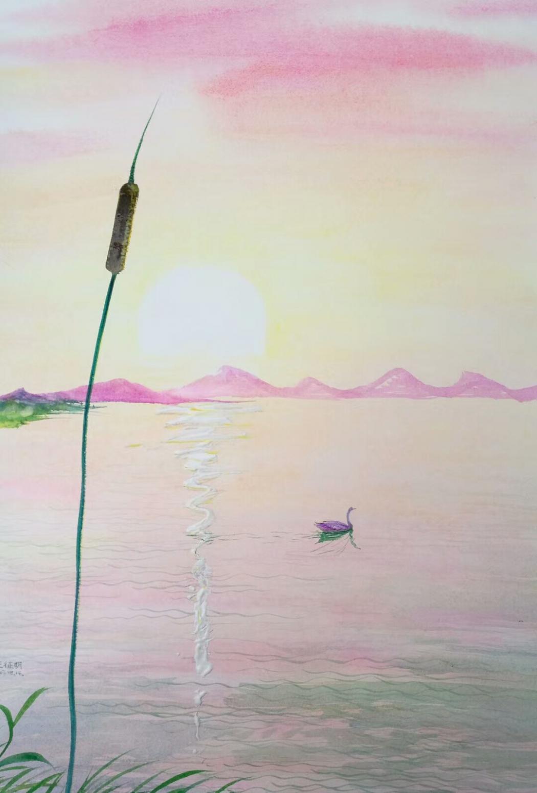 王征明国画作品《晨》