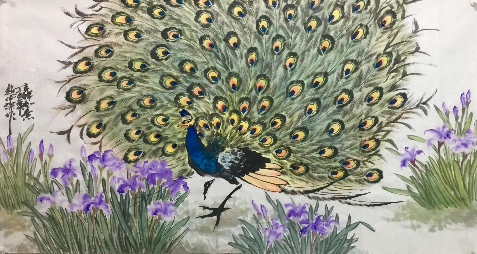 赵仲谋国画作品《孔雀开屏吉祥图》【图5】