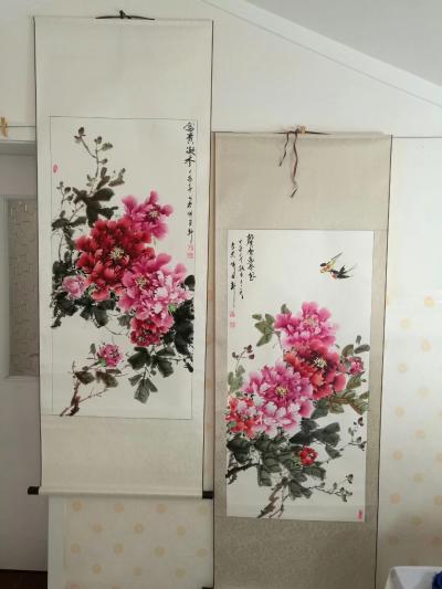 王长泉日记-《富贵凝香》，王长泉国画牡丹，已装裱。【图1】