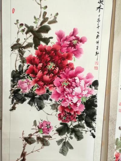 王长泉日记-《富贵凝香》，王长泉国画牡丹，已装裱。【图2】