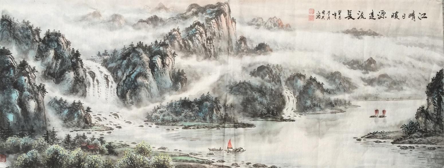 谭松涛国画作品《春江日暖》