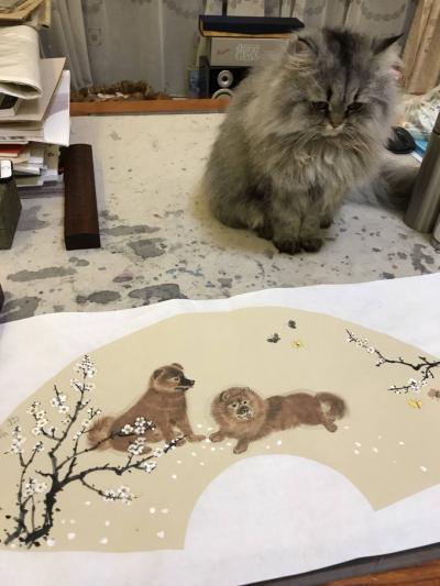 石广生日记-画狗不画猫，
咪咪有牢骚。
只是说不出，
心情有点糟。石广生随笔【图3】