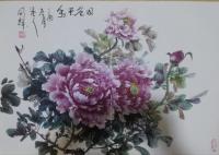 艺术家李同辉日记:今晚为朋友册页专心作的国画牡丹《国色天香》【图0】