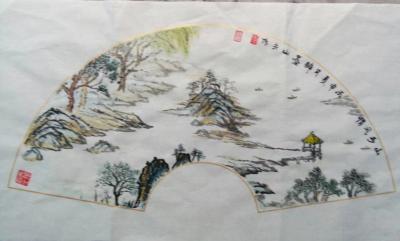 邓烈根日记-扇面山水【图2】