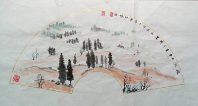 邓烈根日记-扇面山水【图3】