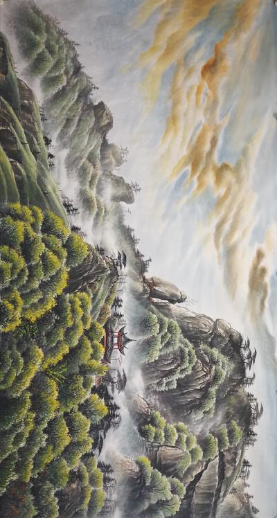 宁建华日记-最新创作大六尺彩墨山水献给老师们欣赏指导【图1】