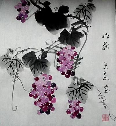 李万勤日记-背临小写意葡萄，冷夜里忘却寒冷。【图5】