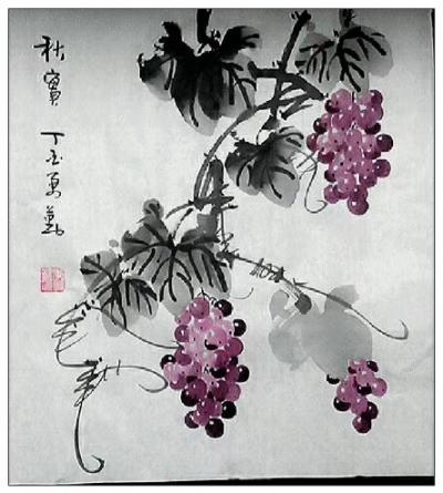 李万勤日记-背临小写意葡萄，冷夜里忘却寒冷。【图6】