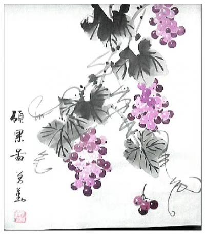 李万勤日记-背临小写意葡萄，冷夜里忘却寒冷。【图7】