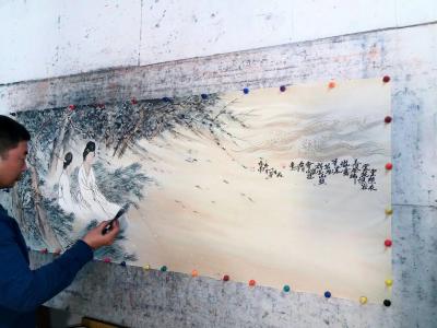 李亚南日记-李亚南书画工作室作品  国画《春风拂槛露华浓》   作品尺寸180cmx50cm【图2】