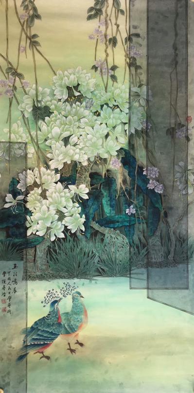 户广生日记-（玉羽鸣晨）四尺工笔画132*66厘米创作完成！请大大欣赏【图1】