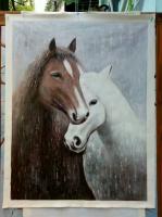 艺术家凌振宁日记:新完成油画《依偎》，凌振宁【图0】