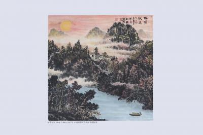 陈利波日记-2017年文商聚缘年度峰会在杭州之江饭店和张德江妻舅合影并收藏我二幅山水画作品。【图1】