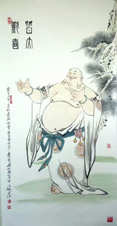 窦世魁日记-国画大佛系列欣赏，窦世魁，《吉祥如意》《皆大欢喜》《佛缘》《福猿贺寿》【图2】