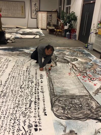 周鹏飞日记-中央党校大展将要结束！应党校之约：将为图书馆创作7X2米国画巨作：然画室无暖气⋯【图1】