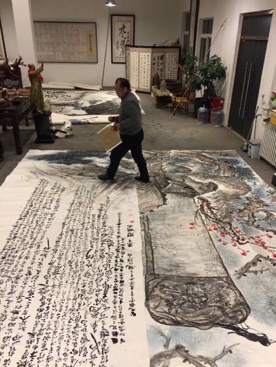 周鹏飞日记-中央党校大展将要结束！应党校之约：将为图书馆创作7X2米国画巨作：然画室无暖气⋯【图2】