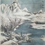 李高日志-近日国画作业几张，《寒山幕雪》、《夏林默钓》，祈诸友勿笑。【图1】