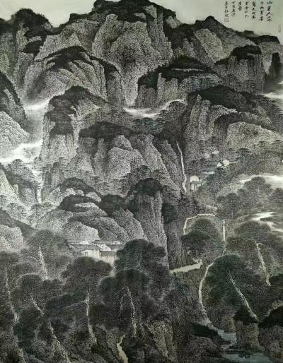 刘名杰日记-刘名杰作品《山里人家》丁酉作品规格180cm.145cm国画，欢迎咨询了解。【图1】